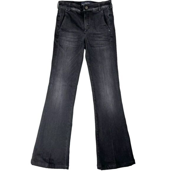 Jacob Cohen Tailored Slim Flare Jeans Size 26 Black Distressed‎ "Jade" Italy EUC